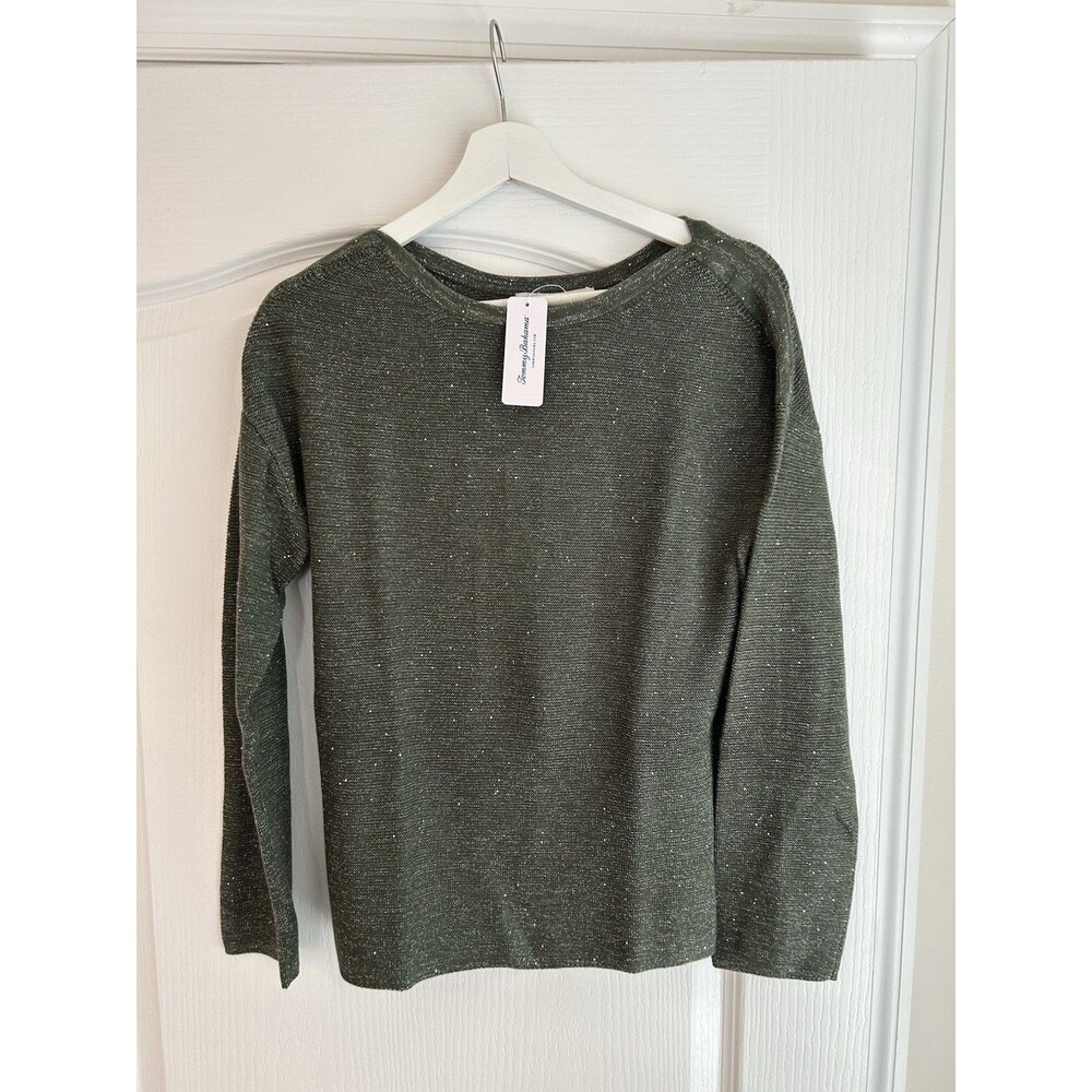 New Tommy Bahama Women Crystal Sands Bateau Cotton Mix Sweater Top Shimmering S